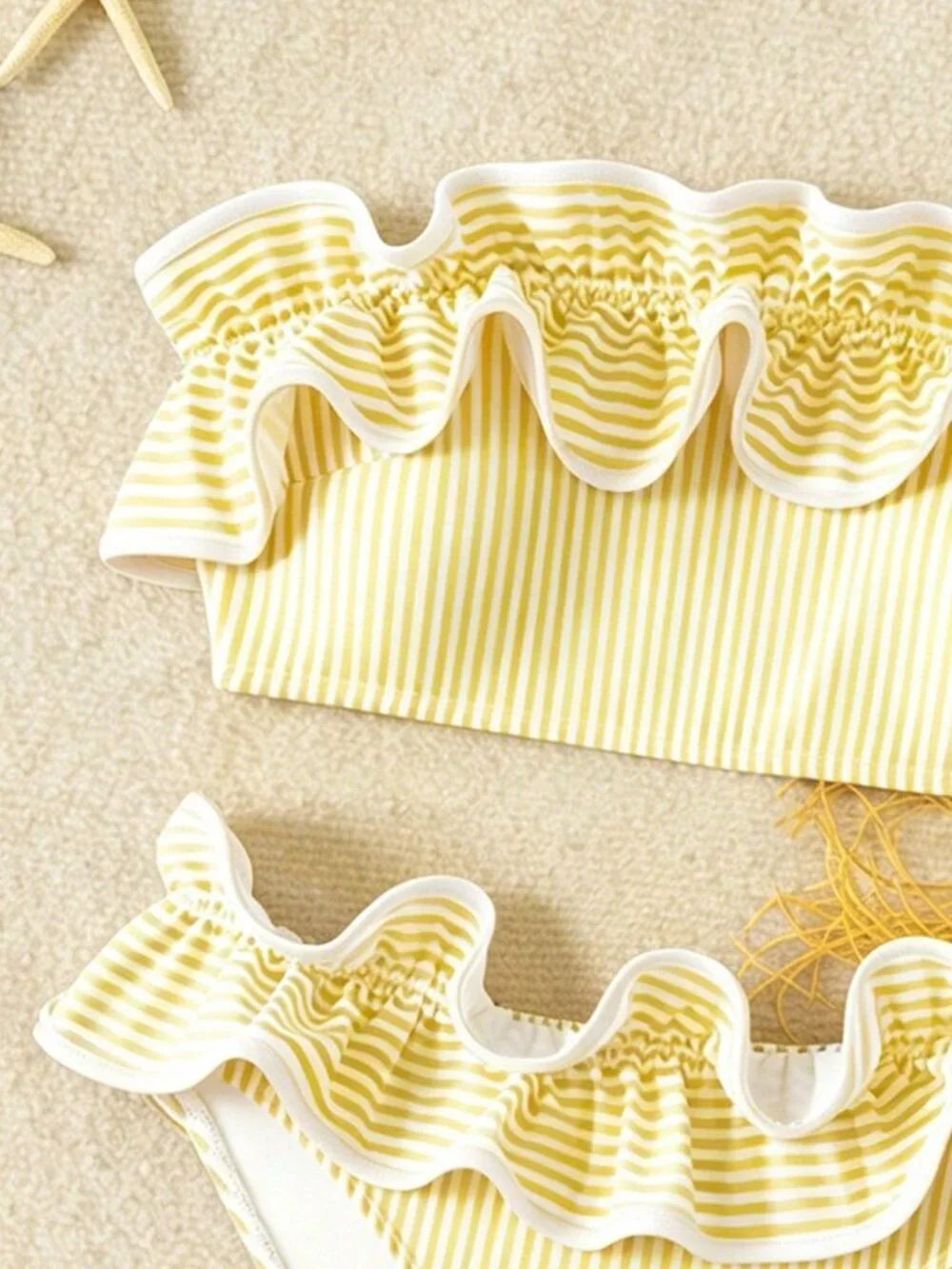 Yellow Women's Beach Vacation Striped Sexy Bikini